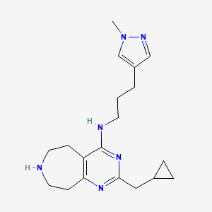 molecular formula C19H28N6 B5494949 2-(cyclopropylmethyl)-N-[3-(1-methyl-1H-pyrazol-4-yl)propyl]-6,7,8,9-tetrahydro-5H-pyrimido[4,5-d]azepin-4-amine dihydrochloride 