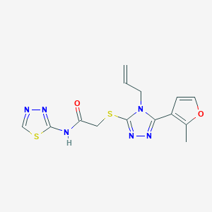 molecular formula C14H14N6O2S2 B5494964 2-{[4-allyl-5-(2-methyl-3-furyl)-4H-1,2,4-triazol-3-yl]thio}-N-1,3,4-thiadiazol-2-ylacetamide 