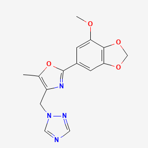 molecular formula C15H14N4O4 B5494978 1-{[2-(7-methoxy-1,3-benzodioxol-5-yl)-5-methyl-1,3-oxazol-4-yl]methyl}-1H-1,2,4-triazole 