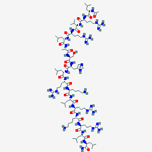 molecular formula C97H181N37O19 B549499 (2S)-2-[[(2S)-2-[[(2S)-2-[[(2S)-2-[[(2S)-2-[[(2S)-2-[[(2S)-2-[[(2S)-2-[[(2S)-2-[[(2S)-2-[[(2S)-2-[[(2S)-2-[[(2S)-2-[[(2S)-2-acetamido-4-methylpentanoyl]amino]-5-carbamimidamidopentanoyl]amino]-3-methylbutanoyl]amino]-5-carbamimidamidopentanoyl]amino]-4-methylpentanoyl]amino]propanoyl]amino]-3-hydroxypropanoyl]amino]-3-(1H-imidazol-5-yl)propanoyl]amino]-4-methylpentanoyl]amino]-5-carbamimidamidopentanoyl]amino]-6-aminohexanoyl]amino]-4-methylpentanoyl]amino]-5-carbamimidamidopentanoyl]amino]-6-amino-N-[(2S)-1-[[(2S)-1-[[(2S)-1-amino-4-methyl-1-oxopentan-2-yl]amino]-4-methyl-1-oxopentan-2-yl]amino]-5-carbamimidamido-1-oxopentan-2-yl]hexanamide CAS No. 514200-66-9