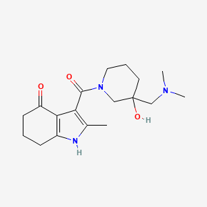 molecular formula C18H27N3O3 B5494996 3-({3-[(dimethylamino)methyl]-3-hydroxy-1-piperidinyl}carbonyl)-2-methyl-1,5,6,7-tetrahydro-4H-indol-4-one 