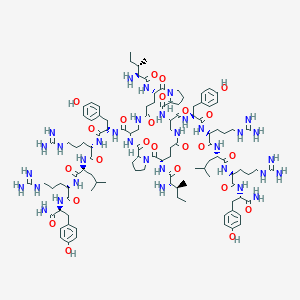 molecular formula C110H170N34O24 B549500 (3S,12S,18S,27S)-9-N,24-N-bis[(2S)-1-[[(2S)-1-[[(2S)-1-[[(2S)-1-[[(2S)-1-amino-3-(4-hydroxyphenyl)-1-oxopropan-2-yl]amino]-5-carbamimidamido-1-oxopentan-2-yl]amino]-4-methyl-1-oxopentan-2-yl]amino]-5-carbamimidamido-1-oxopentan-2-yl]amino]-3-(4-hydroxyphenyl)-1-oxopropan-2-yl]-3,18-bis[[(2S,3S)-2-amino-3-methylpentanoyl]amino]-2,6,11,17,21,26-hexaoxo-1,7,10,16,22,25-hexazatricyclo[25.3.0.012,16]triacontane-9,24-dicarboxamide CAS No. 158859-98-4