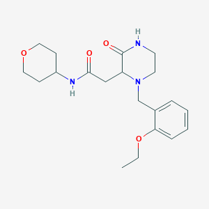 molecular formula C20H29N3O4 B5495051 2-[1-(2-ethoxybenzyl)-3-oxo-2-piperazinyl]-N-(tetrahydro-2H-pyran-4-yl)acetamide 