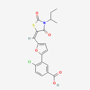 molecular formula C19H16ClNO5S B5495089 3-{5-[(3-sec-butyl-2,4-dioxo-1,3-thiazolidin-5-ylidene)methyl]-2-furyl}-4-chlorobenzoic acid 