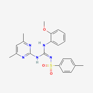 molecular formula C21H23N5O3S B5495113 N-{[(4,6-dimethyl-2-pyrimidinyl)amino][(2-methoxyphenyl)amino]methylene}-4-methylbenzenesulfonamide 