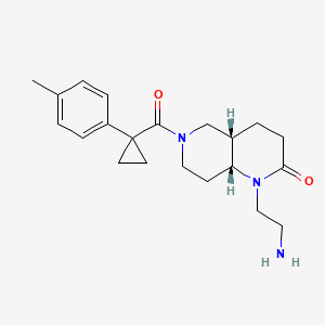 molecular formula C21H29N3O2 B5495181 rel-(4aS,8aR)-1-(2-aminoethyl)-6-{[1-(4-methylphenyl)cyclopropyl]carbonyl}octahydro-1,6-naphthyridin-2(1H)-one hydrochloride 