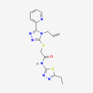 molecular formula C16H17N7OS2 B5495220 2-{[4-allyl-5-(2-pyridinyl)-4H-1,2,4-triazol-3-yl]thio}-N-(5-ethyl-1,3,4-thiadiazol-2-yl)acetamide 