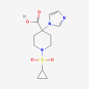 molecular formula C12H17N3O4S B5495290 1-(cyclopropylsulfonyl)-4-(1H-imidazol-1-yl)piperidine-4-carboxylic acid 