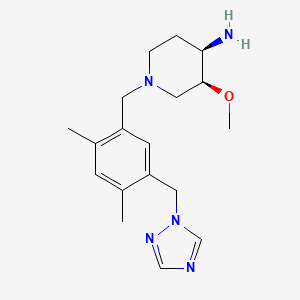 molecular formula C18H27N5O B5495297 (3S*,4R*)-1-[2,4-dimethyl-5-(1H-1,2,4-triazol-1-ylmethyl)benzyl]-3-methoxypiperidin-4-amine 