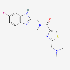 molecular formula C16H18FN5OS B5495318 2-[(dimethylamino)methyl]-N-[(6-fluoro-1H-benzimidazol-2-yl)methyl]-N-methyl-1,3-thiazole-4-carboxamide 