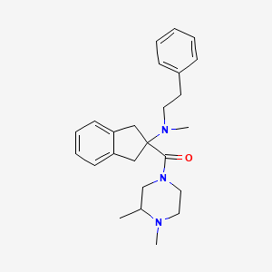 molecular formula C25H33N3O B5495366 2-[(3,4-dimethyl-1-piperazinyl)carbonyl]-N-methyl-N-(2-phenylethyl)-2-indanamine 