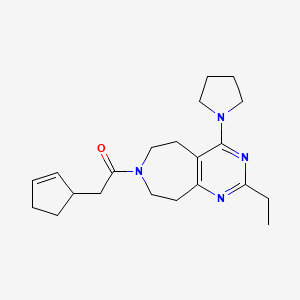 molecular formula C21H30N4O B5495405 7-(cyclopent-2-en-1-ylacetyl)-2-ethyl-4-pyrrolidin-1-yl-6,7,8,9-tetrahydro-5H-pyrimido[4,5-d]azepine 