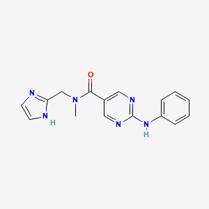 molecular formula C16H16N6O B5495472 2-anilino-N-(1H-imidazol-2-ylmethyl)-N-methylpyrimidine-5-carboxamide 