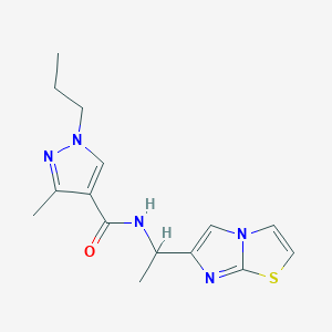 molecular formula C15H19N5OS B5495479 N-(1-imidazo[2,1-b][1,3]thiazol-6-ylethyl)-3-methyl-1-propyl-1H-pyrazole-4-carboxamide 