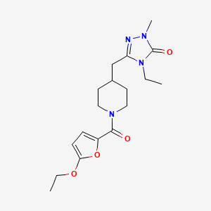 molecular formula C18H26N4O4 B5495592 5-{[1-(5-ethoxy-2-furoyl)piperidin-4-yl]methyl}-4-ethyl-2-methyl-2,4-dihydro-3H-1,2,4-triazol-3-one 