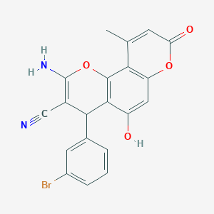 2-amino-4-(3-bromophenyl)-5-hydroxy-10-methyl-8-oxo-4H,8H-pyrano[2,3-f]chromene-3-carbonitrile