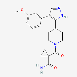 molecular formula C20H24N4O3 B5495597 1-({4-[4-(3-methoxyphenyl)-1H-pyrazol-5-yl]piperidin-1-yl}carbonyl)cyclopropanecarboxamide 