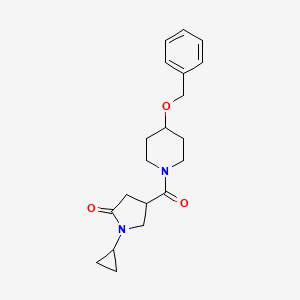 molecular formula C20H26N2O3 B5495606 4-{[4-(benzyloxy)-1-piperidinyl]carbonyl}-1-cyclopropyl-2-pyrrolidinone 