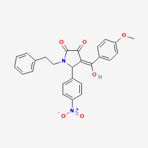3-hydroxy-4-(4-methoxybenzoyl)-5-(4-nitrophenyl)-1-(2-phenylethyl)-1,5-dihydro-2H-pyrrol-2-one