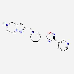 molecular formula C19H23N7O B5495628 2-({3-[3-(3-pyridinyl)-1,2,4-oxadiazol-5-yl]-1-piperidinyl}methyl)-4,5,6,7-tetrahydropyrazolo[1,5-a]pyrazine dihydrochloride 