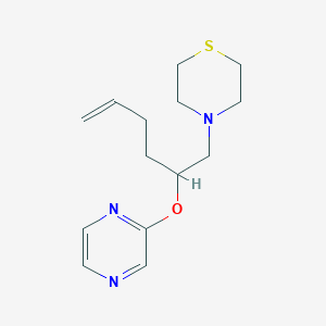 molecular formula C14H21N3OS B5495638 4-{[(2R,5S)-5-(pyrazin-2-ylmethyl)tetrahydrofuran-2-yl]methyl}thiomorpholine 