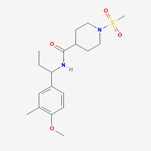 molecular formula C18H28N2O4S B5495646 N-[1-(4-methoxy-3-methylphenyl)propyl]-1-(methylsulfonyl)-4-piperidinecarboxamide 