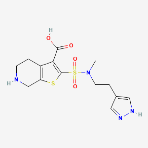 molecular formula C14H18N4O4S2 B5495657 2-({methyl[2-(1H-pyrazol-4-yl)ethyl]amino}sulfonyl)-4,5,6,7-tetrahydrothieno[2,3-c]pyridine-3-carboxylic acid 