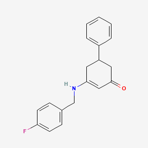 molecular formula C19H18FNO B5495665 3-[(4-fluorobenzyl)amino]-5-phenyl-2-cyclohexen-1-one 