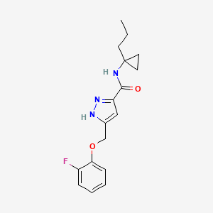 molecular formula C17H20FN3O2 B5495678 5-[(2-fluorophenoxy)methyl]-N-(1-propylcyclopropyl)-1H-pyrazole-3-carboxamide 