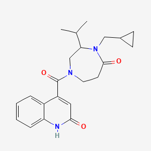 molecular formula C22H27N3O3 B5495712 4-{[4-(cyclopropylmethyl)-3-isopropyl-5-oxo-1,4-diazepan-1-yl]carbonyl}-2(1H)-quinolinone 