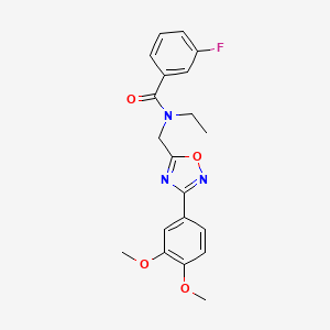 molecular formula C20H20FN3O4 B5495714 N-{[3-(3,4-dimethoxyphenyl)-1,2,4-oxadiazol-5-yl]methyl}-N-ethyl-3-fluorobenzamide 