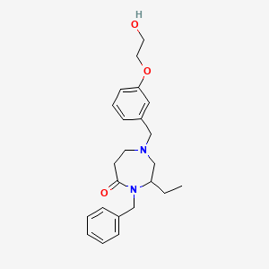 molecular formula C23H30N2O3 B5495716 4-benzyl-3-ethyl-1-[3-(2-hydroxyethoxy)benzyl]-1,4-diazepan-5-one 