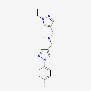 molecular formula C17H20FN5 B5495725 1-(1-ethyl-1H-pyrazol-4-yl)-N-{[1-(4-fluorophenyl)-1H-pyrazol-4-yl]methyl}-N-methylmethanamine 