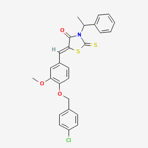 molecular formula C26H22ClNO3S2 B5495734 5-{4-[(4-chlorobenzyl)oxy]-3-methoxybenzylidene}-3-(1-phenylethyl)-2-thioxo-1,3-thiazolidin-4-one 