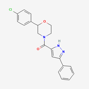 molecular formula C20H18ClN3O2 B5495761 2-(4-chlorophenyl)-4-[(3-phenyl-1H-pyrazol-5-yl)carbonyl]morpholine 