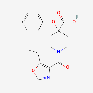 molecular formula C18H20N2O5 B5495770 1-[(5-ethyl-1,3-oxazol-4-yl)carbonyl]-4-phenoxypiperidine-4-carboxylic acid 