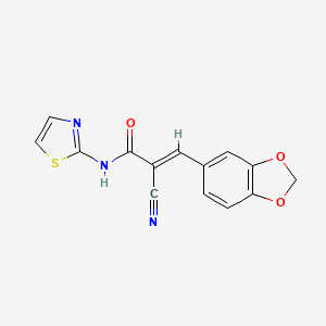 molecular formula C14H9N3O3S B5495777 3-(1,3-benzodioxol-5-yl)-2-cyano-N-1,3-thiazol-2-ylacrylamide 