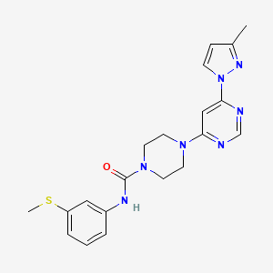 molecular formula C20H23N7OS B5495784 4-[6-(3-methyl-1H-pyrazol-1-yl)-4-pyrimidinyl]-N-[3-(methylthio)phenyl]-1-piperazinecarboxamide 