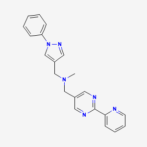 molecular formula C21H20N6 B5495868 N-methyl-1-(1-phenyl-1H-pyrazol-4-yl)-N-{[2-(2-pyridinyl)-5-pyrimidinyl]methyl}methanamine 