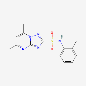 molecular formula C14H15N5O2S B5495899 5,7-dimethyl-N-(2-methylphenyl)[1,2,4]triazolo[1,5-a]pyrimidine-2-sulfonamide 