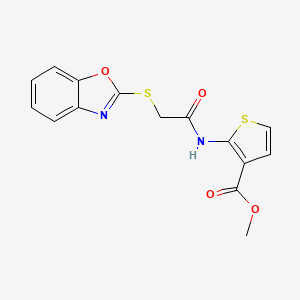 molecular formula C15H12N2O4S2 B5495942 methyl 2-{[(1,3-benzoxazol-2-ylthio)acetyl]amino}-3-thiophenecarboxylate 