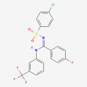 molecular formula C20H13ClF4N2O2S B5495968 N'-[(4-chlorophenyl)sulfonyl]-4-fluoro-N-[3-(trifluoromethyl)phenyl]benzenecarboximidamide 