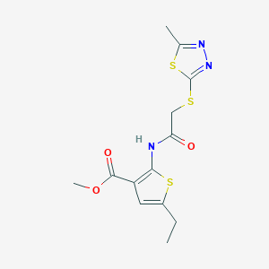 molecular formula C13H15N3O3S3 B5496012 methyl 5-ethyl-2-({[(5-methyl-1,3,4-thiadiazol-2-yl)thio]acetyl}amino)-3-thiophenecarboxylate 