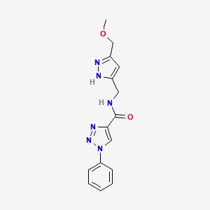 molecular formula C15H16N6O2 B5496052 N-{[5-(methoxymethyl)-1H-pyrazol-3-yl]methyl}-1-phenyl-1H-1,2,3-triazole-4-carboxamide 