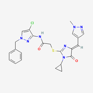 molecular formula C23H22ClN7O2S B5496088 N-(1-benzyl-4-chloro-1H-pyrazol-3-yl)-2-({1-cyclopropyl-4-[(1-methyl-1H-pyrazol-4-yl)methylene]-5-oxo-4,5-dihydro-1H-imidazol-2-yl}thio)acetamide 