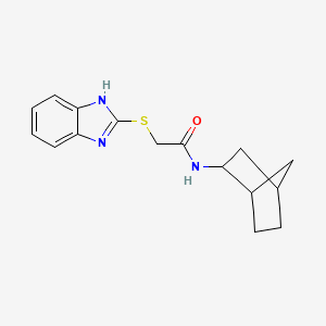 molecular formula C16H19N3OS B5496099 2-(1H-benzimidazol-2-ylthio)-N-bicyclo[2.2.1]hept-2-ylacetamide 