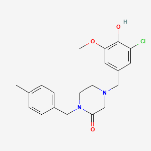 molecular formula C20H23ClN2O3 B5496145 4-(3-chloro-4-hydroxy-5-methoxybenzyl)-1-(4-methylbenzyl)-2-piperazinone 