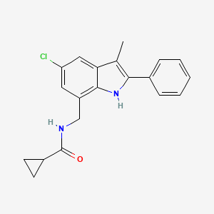 N-[(5-chloro-3-methyl-2-phenyl-1H-indol-7-yl)methyl]cyclopropanecarboxamide