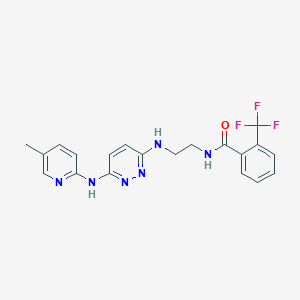 molecular formula C20H19F3N6O B5496218 N-[2-({6-[(5-methyl-2-pyridinyl)amino]-3-pyridazinyl}amino)ethyl]-2-(trifluoromethyl)benzamide 