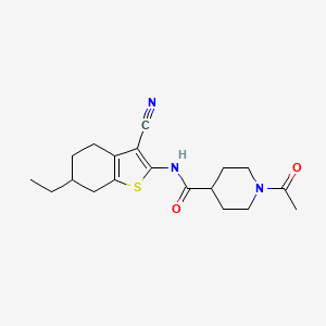 molecular formula C19H25N3O2S B5496255 1-acetyl-N-(3-cyano-6-ethyl-4,5,6,7-tetrahydro-1-benzothien-2-yl)-4-piperidinecarboxamide 